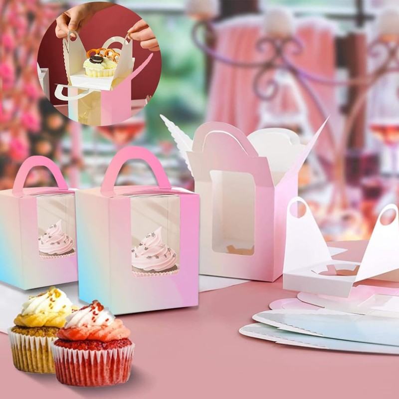 Single Cupcake Boxes, 30 Pcs Individual Cupcake Boxes, Paper Bakery