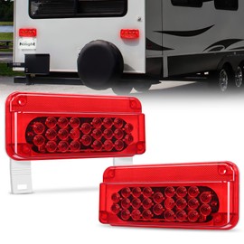 Nilight RV Tail Light 2PCS 54 LED White License Plate Lights Red Running Stop Brake Turn Signals Surface Mount Waterproof Taillights for Camper Van Caravan