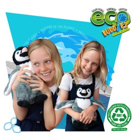 EcoBuddiez - Penguin from Deluxebase. Large 30cm Soft Plush Animals made from Recycled Plastic Bottles. Eco-Friendly Cuddly Gift for Kids and Cute Stuffed Animal Toy for Toddlers.