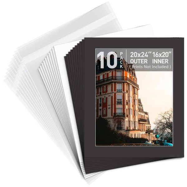 Golden State Art, Pack of 10, Pre-Cut 20x24 Black Picture