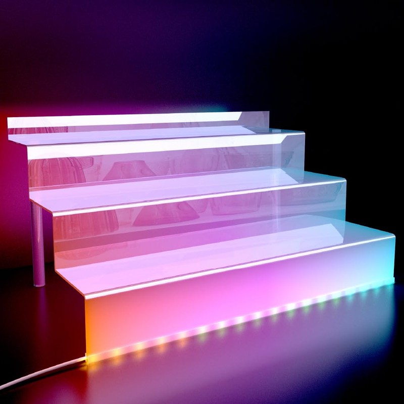 12 IN Clear Display Riser Stand with LED Light， Acrylic