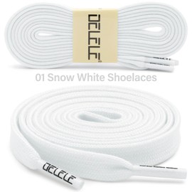 DELELE Sneakers Flat Shoe Laces: 2/5 Inches Wide Snow White Athletic Replacement Shoelaces 55 inch