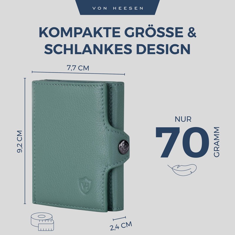 VON HEESEN Credit Card Holder Credit Card Holder, Turquoise (Silver