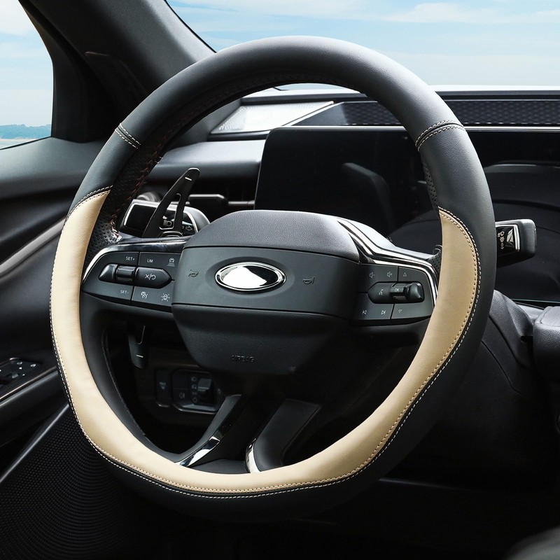 Valleycomfy Microfiber Leather Steering Wheel Cover Large-Size for F150 F250