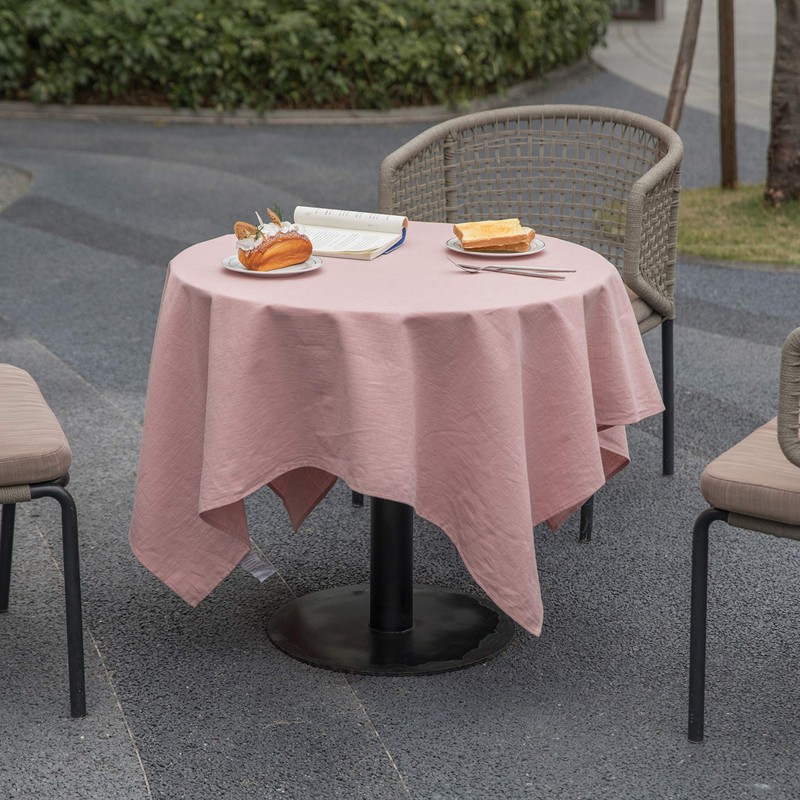 DEERLUX 100% Pure Linen Washable Tablecloth Solid Color, 52" x