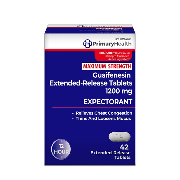 Primary Health Guaifenesin, 1200mg Tablet, 42 Count, 42 Count