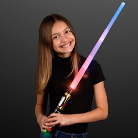 FlashingBlinkyLights Multicolor Expandable Light Up Saber with Motion Activated Sound & Light Effects