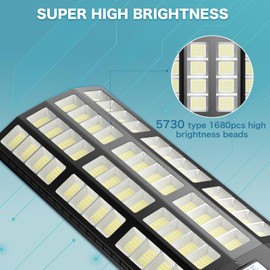 VOOJOY 10000W Solar Street Lights Outdoor, Commercial Solar Parking Lot Lights with Motion Sensor and Remote Control, IP67 Waterproof, Wide Angle Dusk to Dawn Outdoor Lighting, Large Dimension, 1 Pack