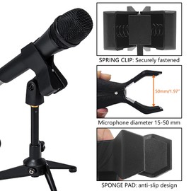 Musiin Microphone clip bracket, microphone universal spring microphone clip wired/wireless microphone microphone clip bracket accessories (two-piece pack)