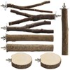8PCS Bird Perch Natural Wooden Parrot Parakeet Toy Stand Branches