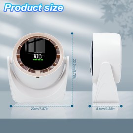 Ark miido Desk Fans with Battery Operated, 100 Speeds 720° Tilt Air Circulator Quiet Operating Fan with Type-c charging port, Personal Fan Rechargeable for Office & Living Room & Outdoor, White（F70）