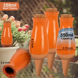 4 Packs Plant Watering Globes, Self Watering Planter Insert, Clay Plant Watering Devices, Self Watering Pots for Indoor Plant, Automatic Watering Bulbs Drip Irrigation for 1 Week Easy to Refill-Orange