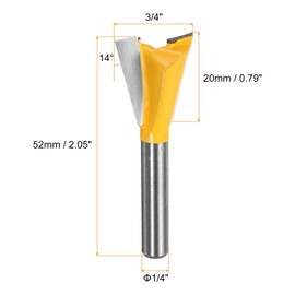 HARFINGTON Dovetail Router Bits 3/4" Diameter 1/4" Shank Tungsten Carbide 14 Degree Dovetail Joint Drill Bit for Box Drawer Cabinet Joints Fine Woodworking