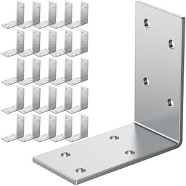 Heavy Duty L Brackets 12-ga,Angle Bracket 3"x3" Iron L Shape Corner Brace Large Angle Brackets for Wood 90 Degree Corner,Solid Shelf Support L Shape Bracket (Galvanized, 25Pcs)