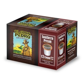 Cafe Don Pedro Southern Pecan Low Acid Coffee Pods, 12 Count - Compatible with Keurig K cups Coffee Maker - 100% Arabica, Stone Ground, Stomach Friendly Coffee K Cups for Sensitive Stomachs
