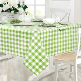 Home Bargains Plus Country Rustic Buffalo Plaid Cotton Fabric Tablecloth, Checkered Cottage Gingham Easy Care Tablecloth, 52” x 70” Oblong/Rectangle, Green