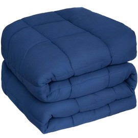 Magik & Kover Comforter Duvet Insert - Quilted Comforter Queen/Full Size, Navy Blue Down Alternative Bed Comforter, All Season Duvet with Corner Tab, Soft & Lightweight - Box Stitching Design