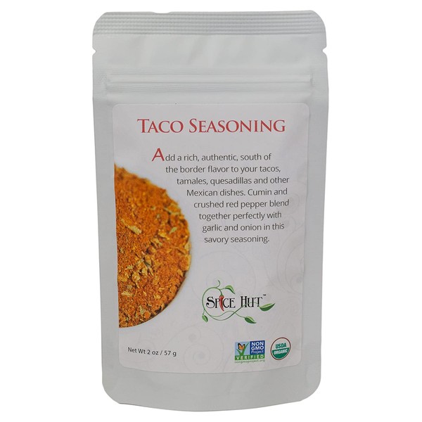 Organic Taco Seasoning, Spice Blend for Southwestern Cooking, 2 ounce, Small Pouch – Salt Free, The Spice Hut