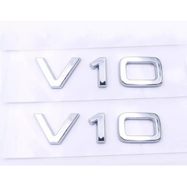 2PCS Letter Number V10 Emblem for Car Styling Side Badge Decal Sticker (Silver)
