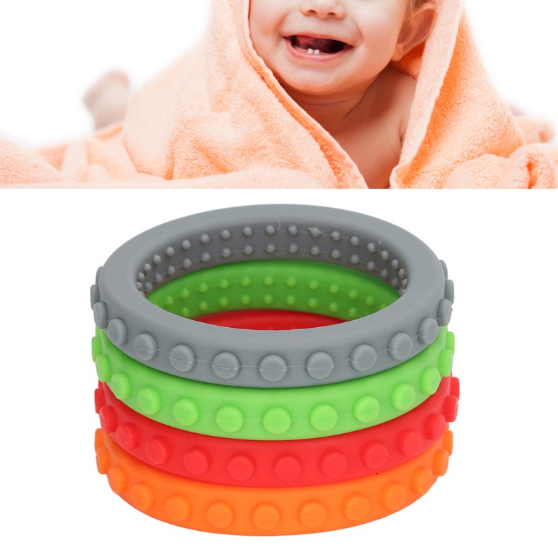 4pcs Baby Teethers Bracelet Silicone Refrigerable Heat Resistant Gum Relief