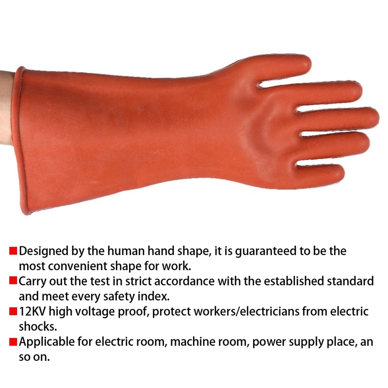 12KV High Voltage Protective Safety Insulating Rubber Gloves for Electrical