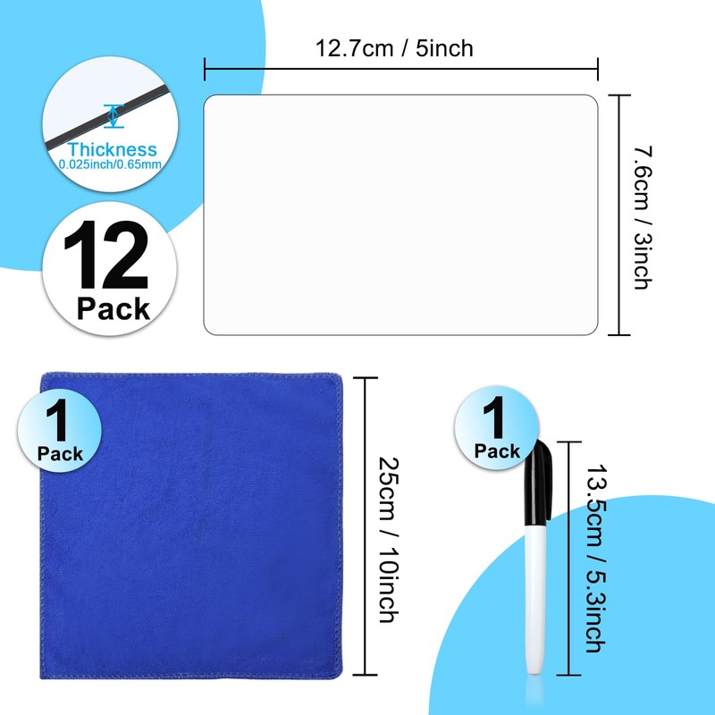 SBYURE 12 Pack Dry Erase Sticky Notes 3x5 inch Reusable