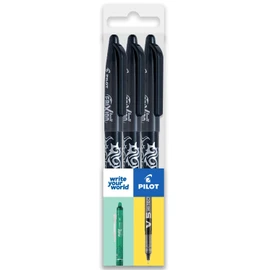 Pilot Frixion Heat/Friction Erasable Rollerball Pen FR7 - Medium Line 0.7mm Tip Nib - Wallet Pack of 3 (Black)