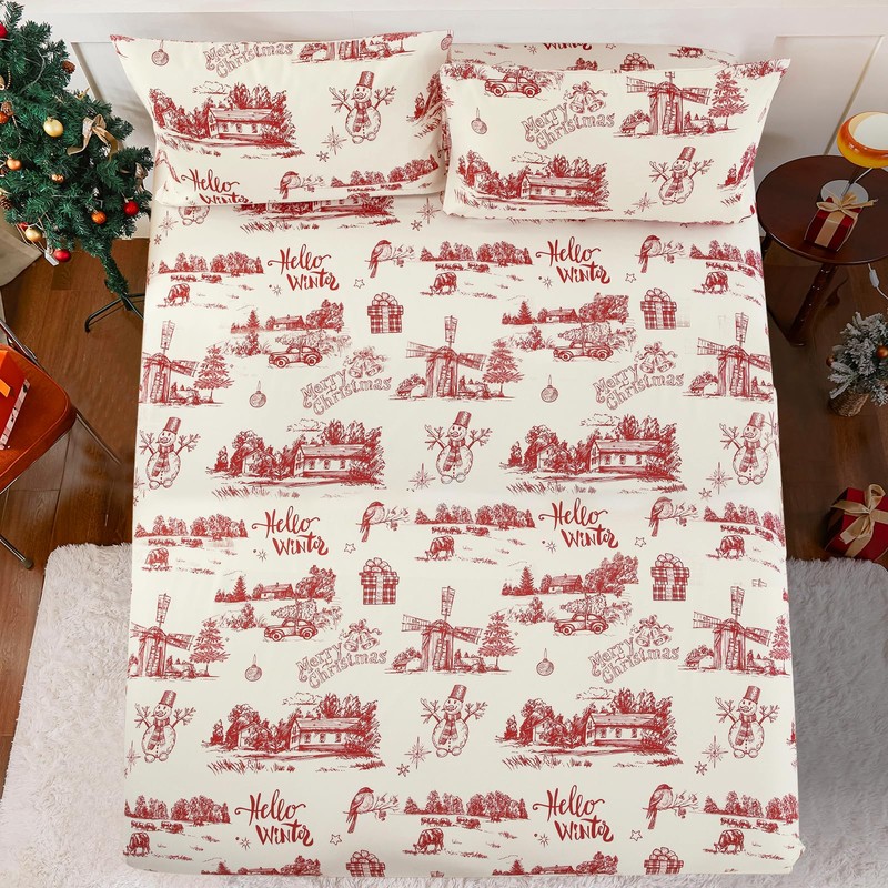 Christmas Fitted Sheet King Christmas Tree Bed Sheet Easy Care