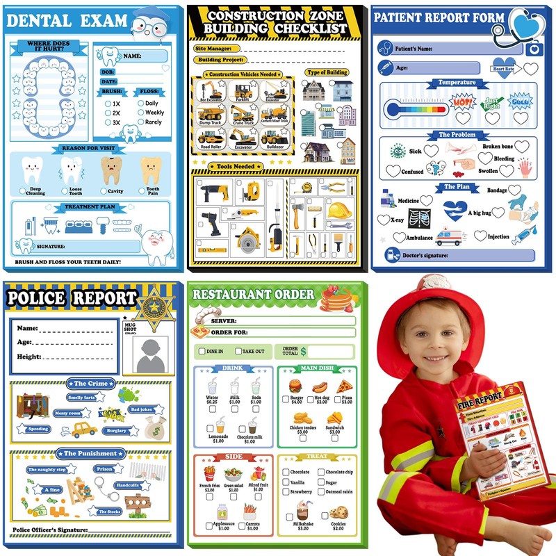 Eaasty 6 Pack Kids Pretend Play Notepads 4 x 6