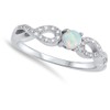 Infinity Knot Round White Simulated Opal Ring New .925 Sterling
