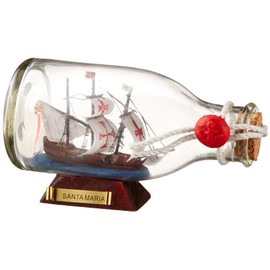 Hampton Nautical Santa Maria Ship in a Glass Bottle, 5", Brown