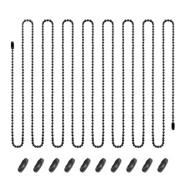 Ceiling Fan Pull Chain Extender, 12Feet 3mm Diameter Beaded Ball Fan Light Extension Pull Chain with 10 Matching Connectors (black)