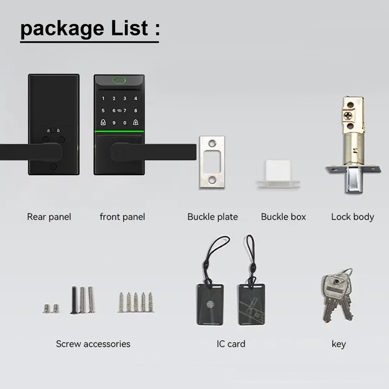 Smart Door Lock with Biometric Fingerprint, Password, IC Card Unlock,