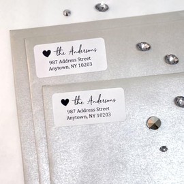 Atelier Elegance Custom Address Labels, Any Last Name, Any Address, Heart