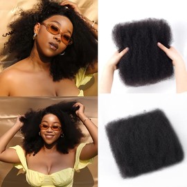 Afro Kinkys Bulk Human Hair for kinky curly Twist Human Braiding Hair For Micro Locs Extensions marley natural Black Color 16 inches 50g/pack (Nature Black, 16 Inch)