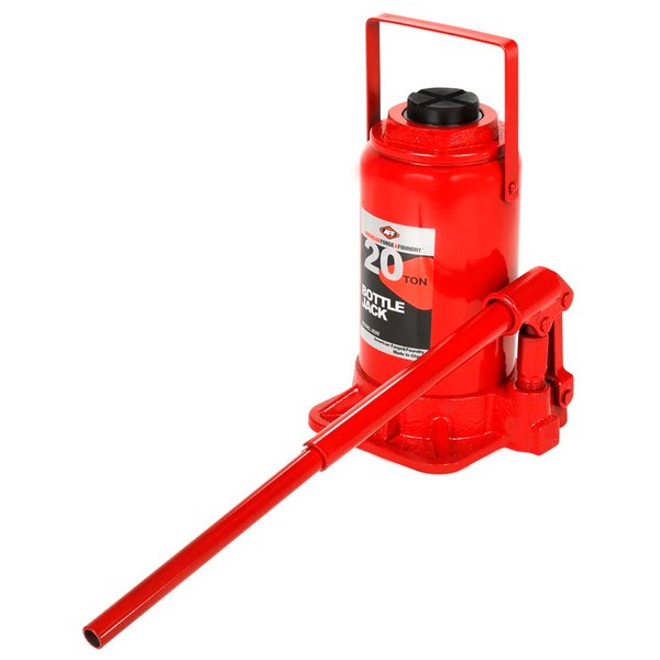 AFF Heavy Duty 20 Ton Bottle Jack, Manual, Machine Hardened Steel Saddles, Centered Pumps and Rams, 3520