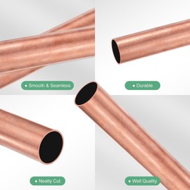 M METERXITY 1-Pack 200mm Copper Round Tube, 25mm OD 1mm Wall Thickness Copper Seamless Tubing for Construction/Machining/DIY Crafting, Metal Straight Pipe [1x0.04x7.87IN]