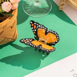 Butterfly Hair Claw Clips for Women, Big Sparkly Butterfly Acetate Hair Clips for Thick Thin Hair, Cute Black Hair Clips Gifts (black-butterfly)