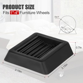 Zhulerzil Bed Stoppers to Prevent Sliding - 4 Pack Furniture Wheel Stopper for Hardwood Floor - Bed Frame Stopper Caster Cups fit All Wheels of Furniture, Sofa,Chairs