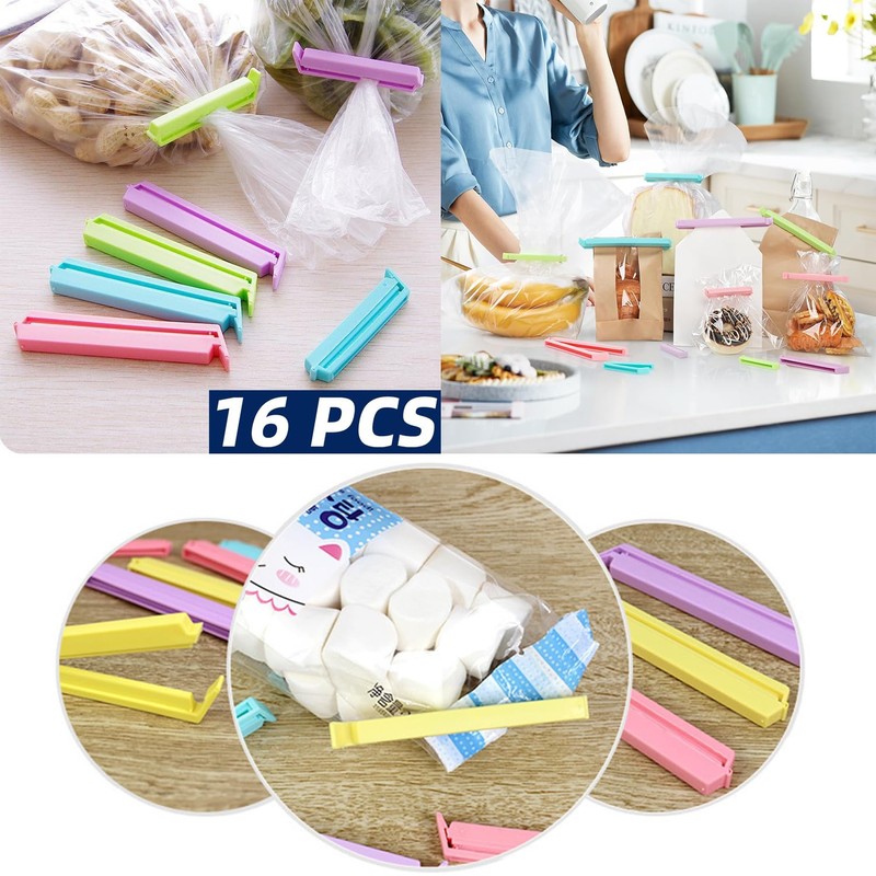 Yharnamite 16 Pcs Bag Sealing Clips, 3 Sizes: 2.6", "3.5",