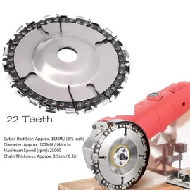 Walfront 4 Inch 22 Teeth Chain Disc, Wood Carving Disc Woodworking Angle Grinder Accessories Woodslotting Saw Blade