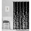 MAYTEX Sylvia Printed Faux Silk Fabric Shower Curtain, Black and