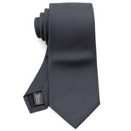WANDM Necktie, 3.1 inches (8 cm), Wide, Washable, Business Basic, Solid, Solid, grosgrain / charcoal grey
