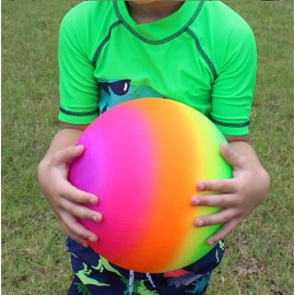 Toys+ Rainbow Ball Playground Ball Perfect Rubber Bouncy Dodgeball, Kickball for Indoor, Outdoor Ball Games (Rainbow Ball + Pump)