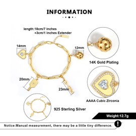 Pickleball Pickle Me Charmed Gold Charm Bracelet for Women - Pickleball Bracelet With 4 Pickleball Themed Charms | 14k Gold Bracelet for Women, Gift for Pickleball Lovers, Pickleball Gifts for Women