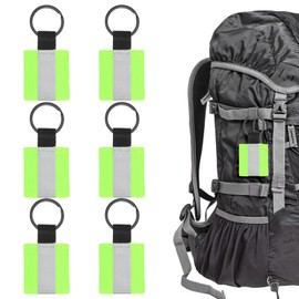 TIXIPEM Safety Reflector Pendants [6PCS] - Fabric Reflective Safety Keychain Gear Use for Backpack & Running & Cycling - [Fluorescent Green-2.8IN/7CM] Double-Sided Reflective Tags
