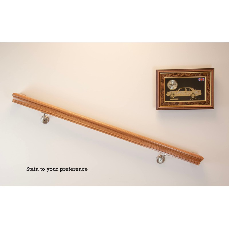 Solid Red Oak Handrail Kit with Wall Returns and Wall