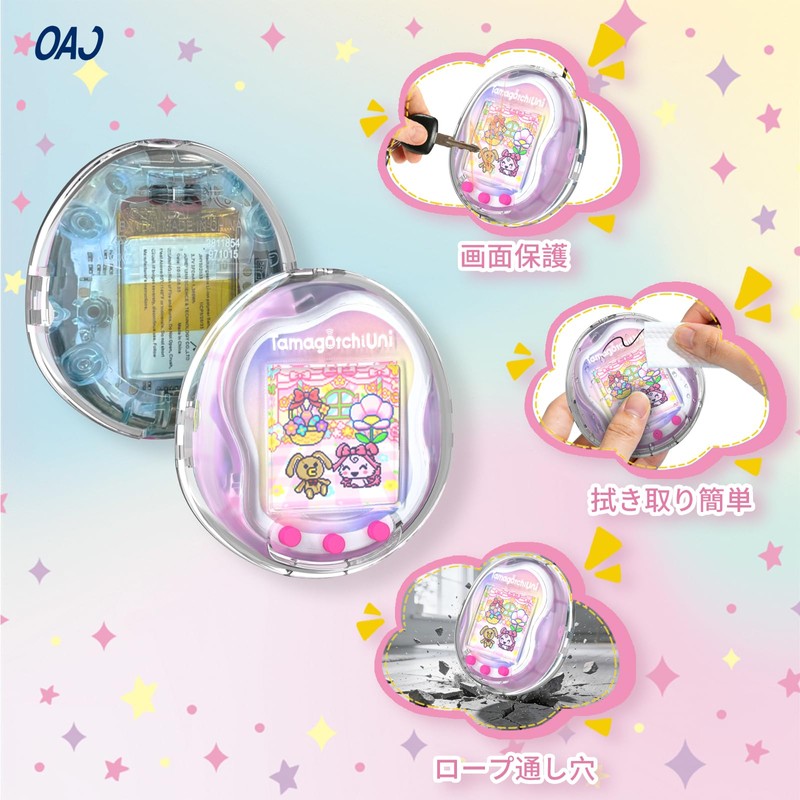 Tamagotchi Uni Case, Clear, PC, Protective Case, Strap Hole, Full