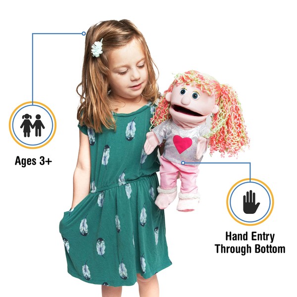 14" Kimmie, Pink Girl, Hand Puppet