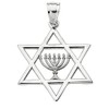Claddagh Gold 925 sterling silver Star of David with Menorah